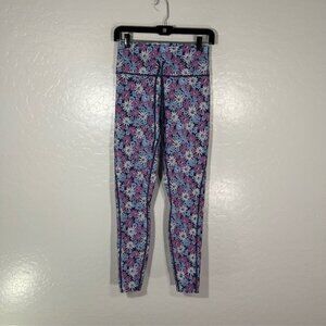 L Space Leggings Womens Medium Pink Blue Floral Compression Gym Workout 27.5"